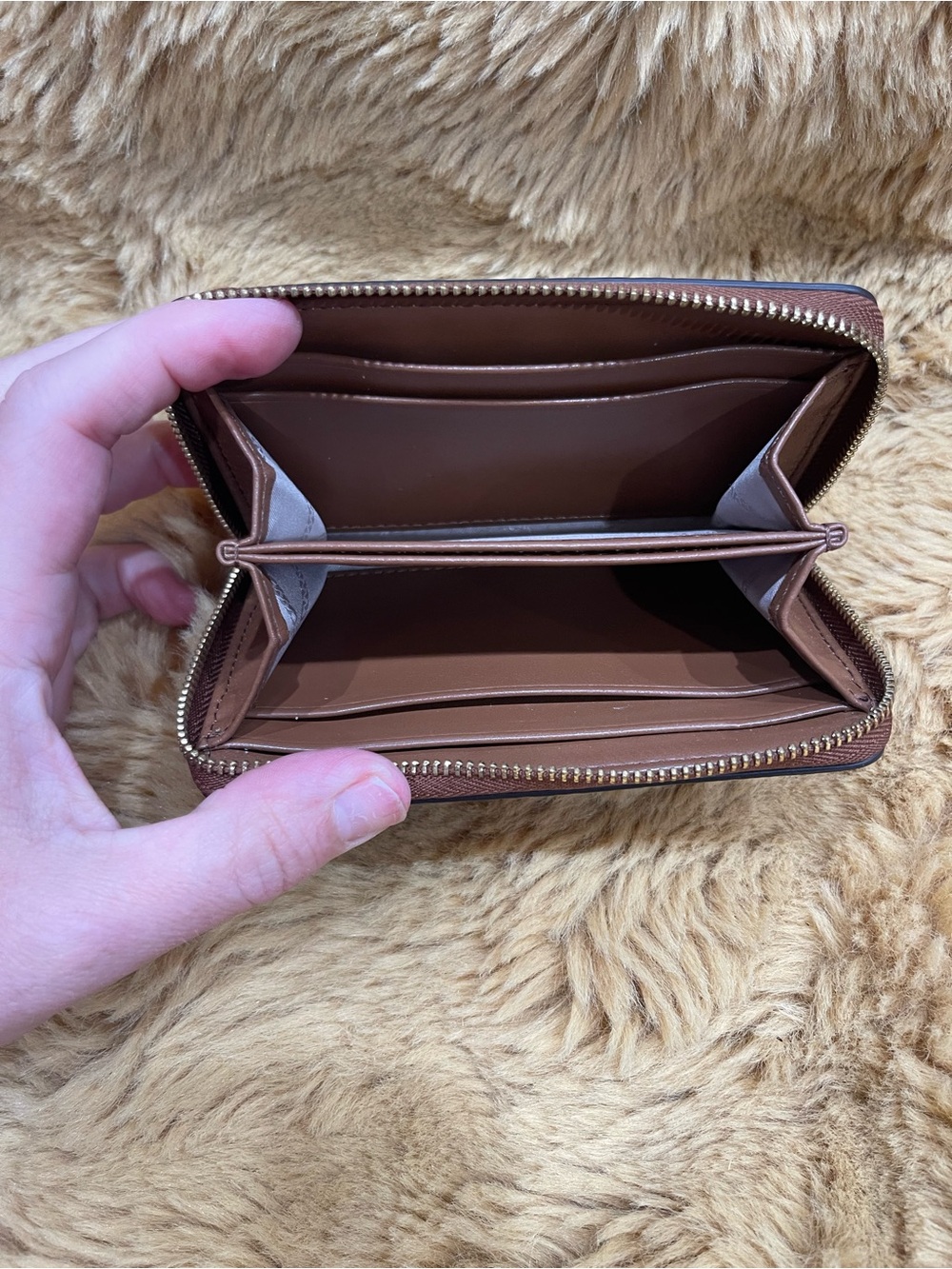 Michael Kors Cognac Pebbled Leather Zip Wallet - Picture 3 of 3